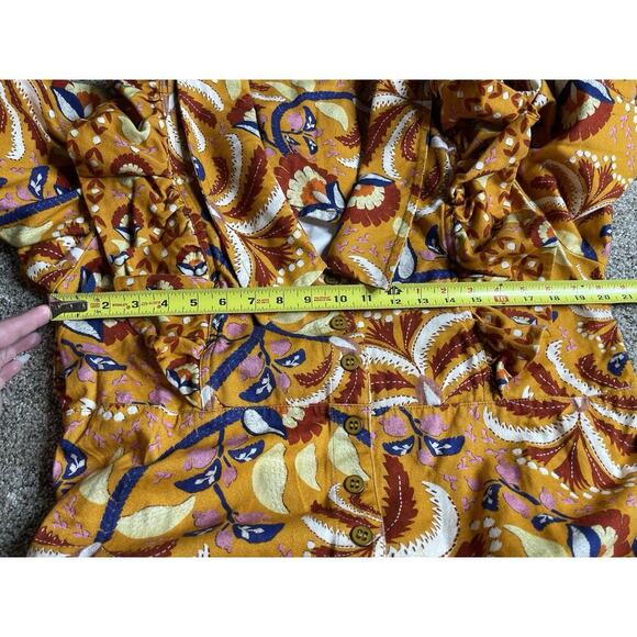 New! Farm Rio Yellow Palms Party Women’s Dress Ruffle Statement Size XL - Picture 5 of 7